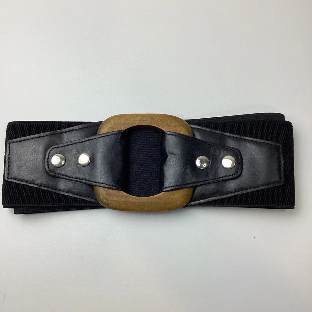 Unique, Renfair, interchangeable stretch belt 2x-3x black, faux leather EUC